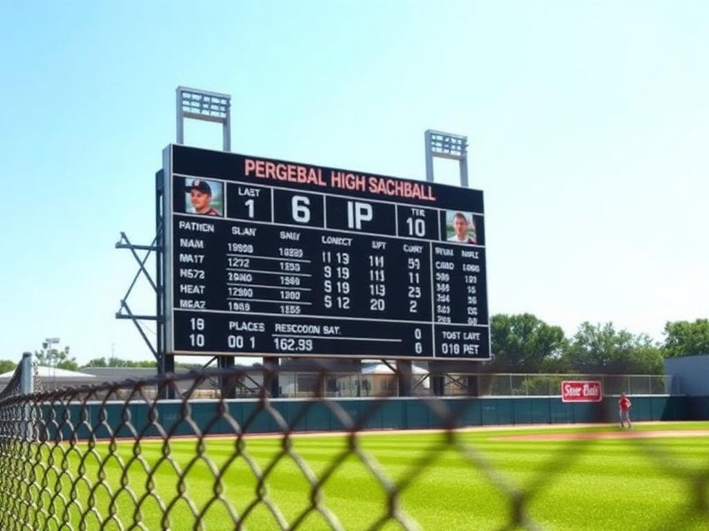 Outdoor LED baseball field scoreboard showing innings and runs at a Coastal Bend ballpark